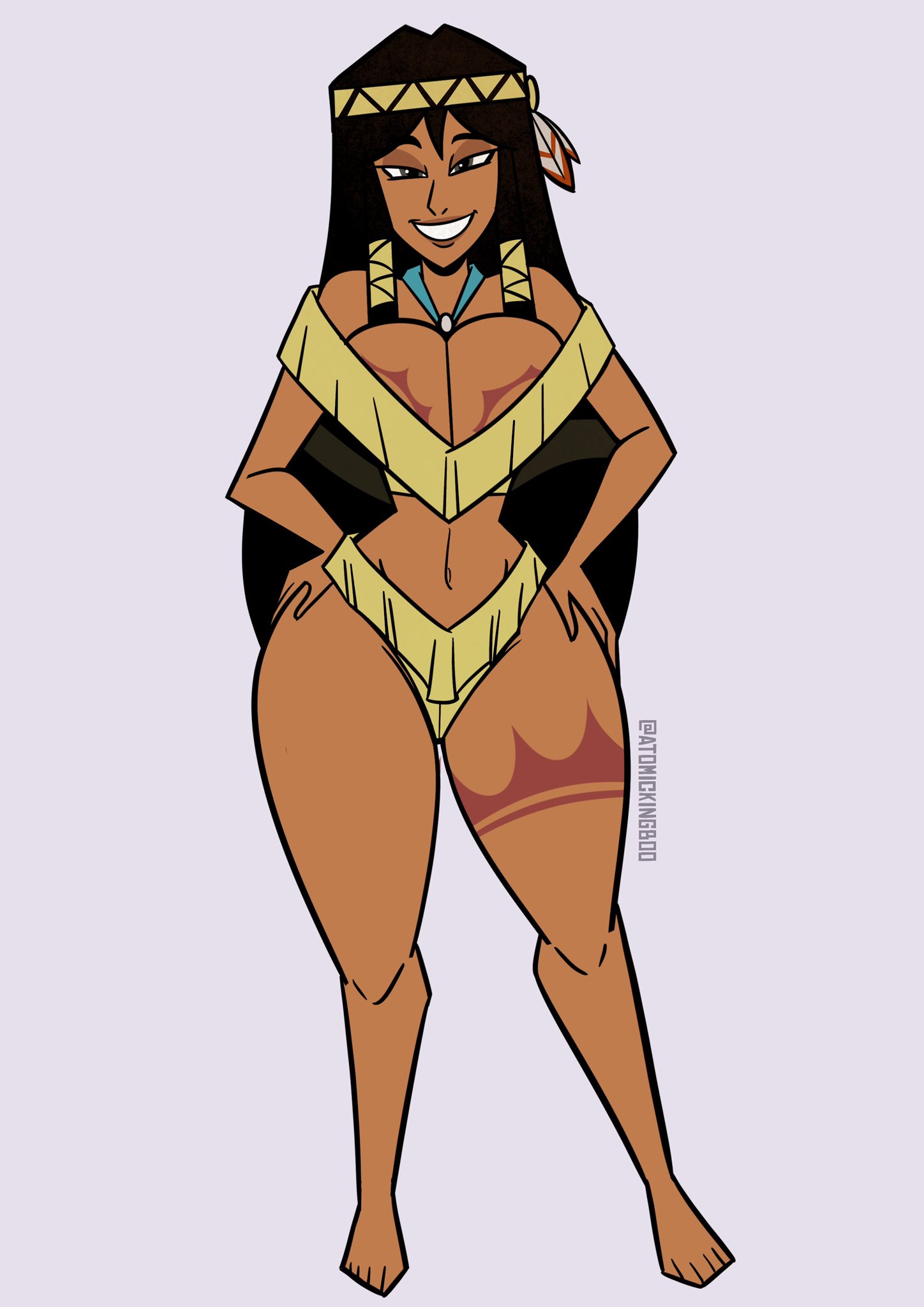 1girls, 2026, alternate version available, artist name, ass, atomickingboo, bethany hummingbird, big ass, big breasts, black hair, black hair female, black-haired female, breasts, english, english text, female, female focus, female only, headband, mostly nude, mostly nude female, native american, native american female, native american headdress, necklace, nude, nude female, oc, original, original character, solo, solo female, solo focus, tan body, tan skin, tan-skinned female, text, thick thighs, thighs, tribal, tribal clothing, tribal markings, tribal tattoo, tribal tattoos