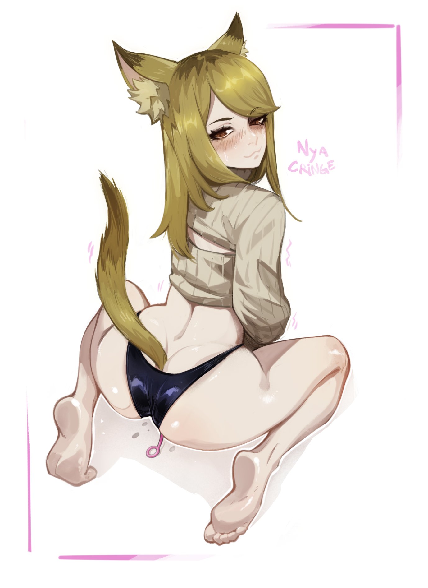 acht, ass, big ass, cat ears, cat tail, catgirl, kansai neko (yani neko), momdadno, nekomimi, nishi kaoruko, panties, petite, petite body, petite female, pinup, pussy juice drip, small ass, thick legs, thick thighs, thighs, vibrator, vibrator in pussy, wide hips, wide thighs, yani neko