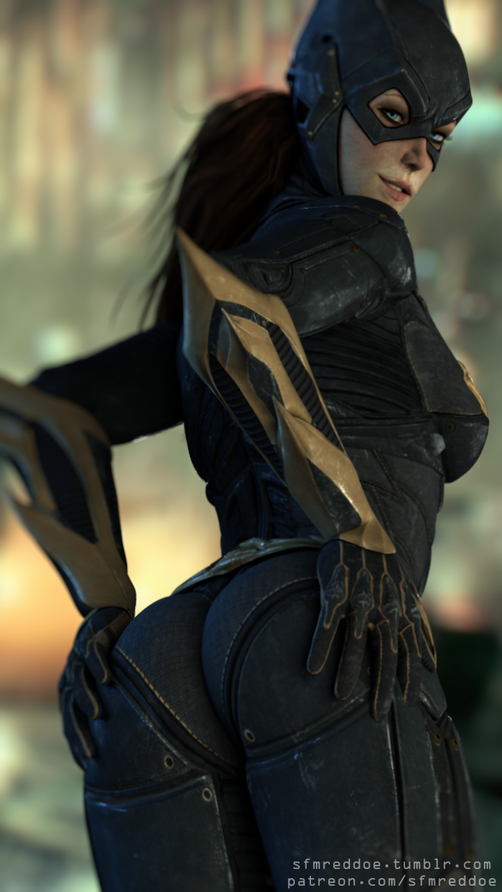 1girls 3d ass ass_grab batgirl batgirl_(arkham_knight) batman:_arkham_knight batman_(series) big_ass dat_ass dc dc_comics female female_only huge_ass reddoe solo