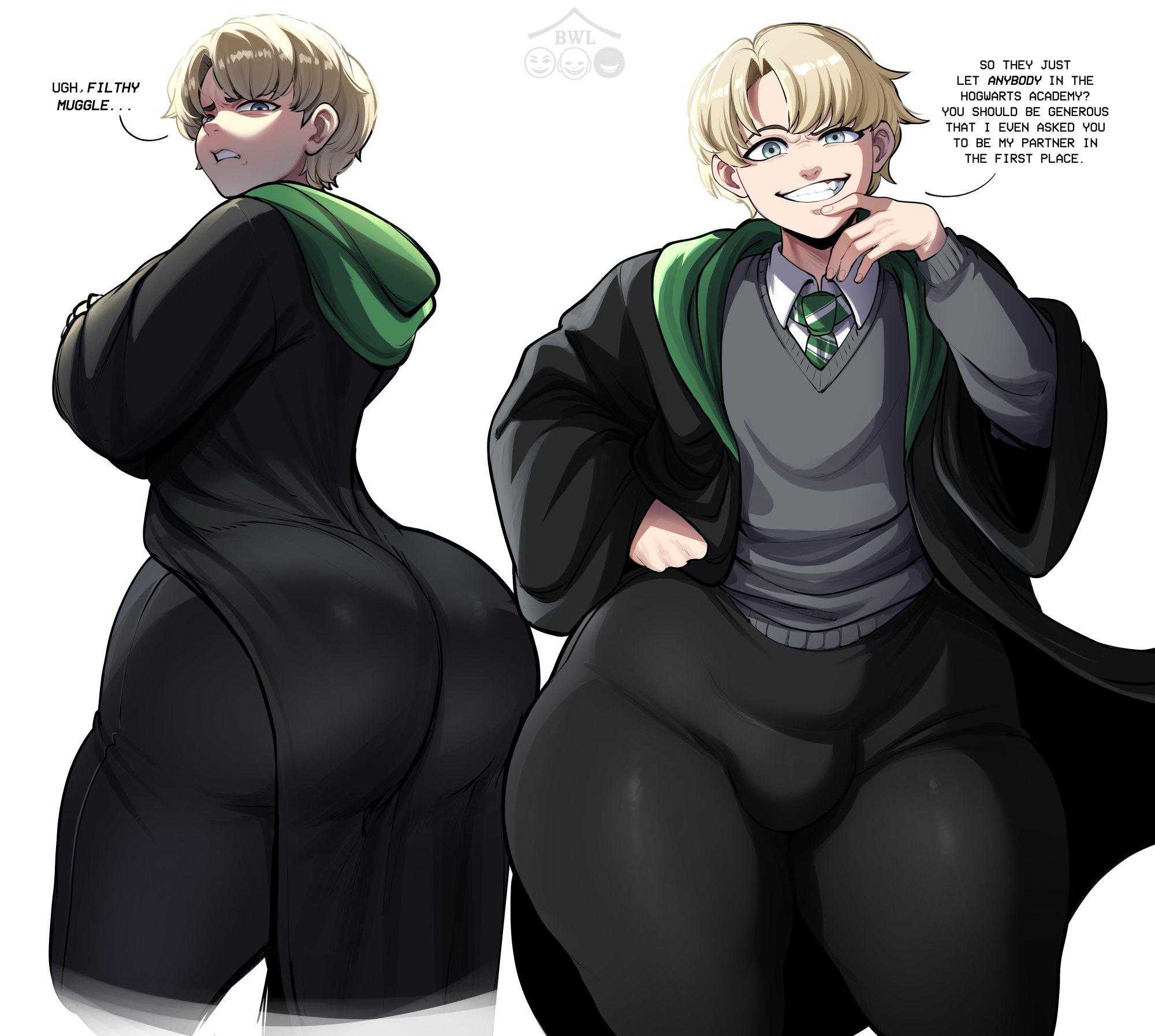 1boy, big ass, blackwhiplash, draco malfoy, harry potter, larp, thick thighs, twink