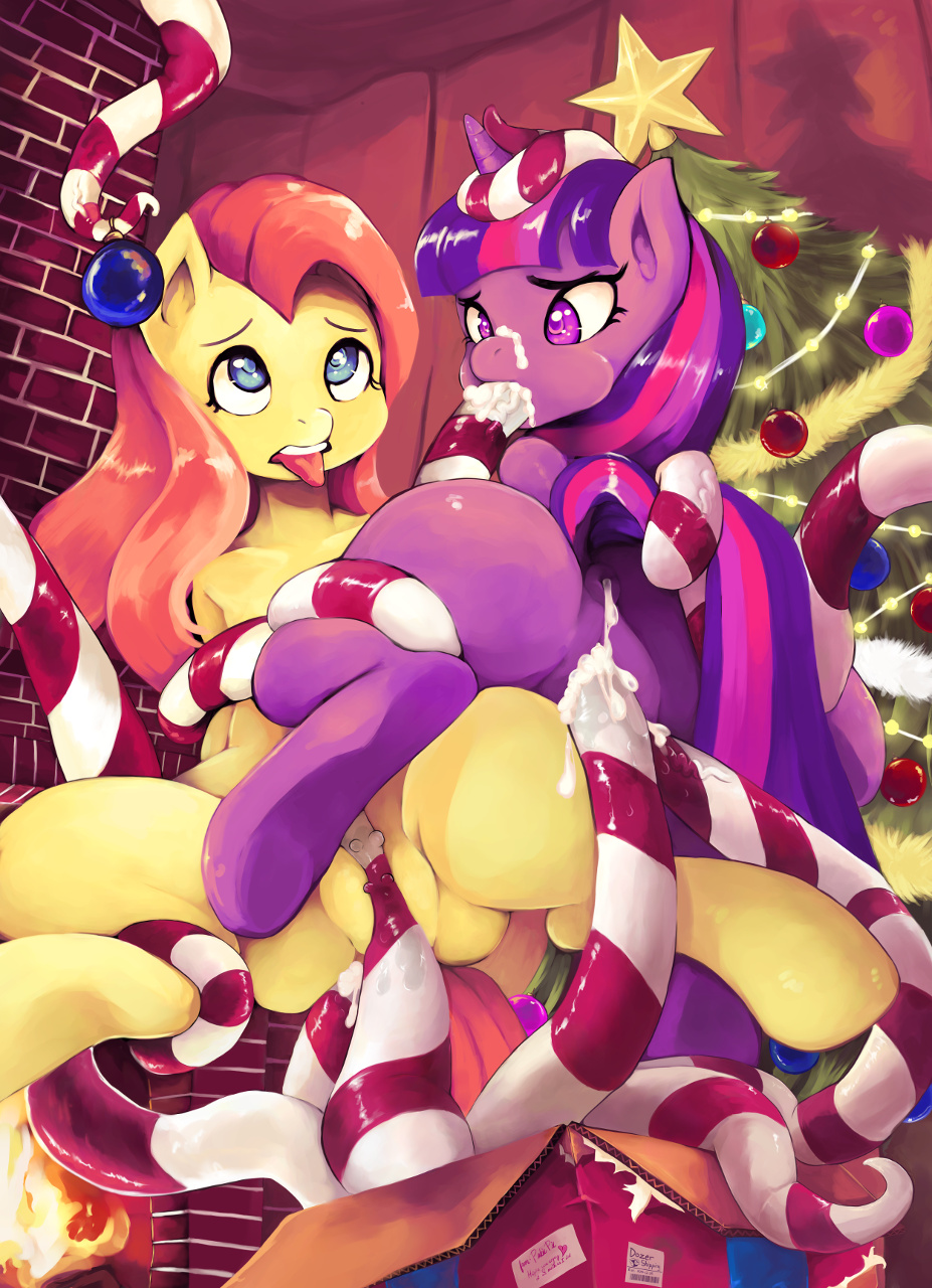 2015 2girls anal anal_sex anthro ass blue-eyes christmas cum cum_in_ass cum_in_mouth cum_in_pussy cum_inside cumdrip dozer equine facial fellatio fire fireplace fluttershy_(mlp) friendship_is_magic horn mammal multicolored_hair my_little_pony oral ornament pink_hair presents purple_eyes purple_fur sex spread_legs straight_hair tentacle tentacle_sex tongue tongue_out tree twilight_sparkle_(mlp) unicorn vaginal_penetration yellow_fur