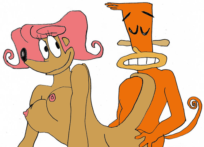 aged_up anthro breasts camp_lazlo cartoon_network female furry haplorhine interspecies lazlo male male/female mammal mongoose monkey monkey_boy nipples patsy_smiles pink_hair primate sex straight tagme