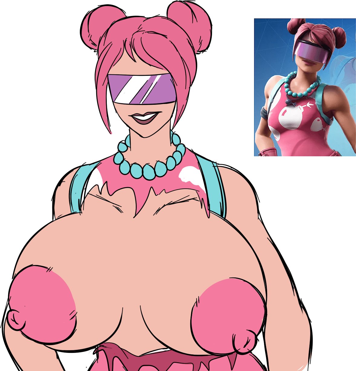 bubble_bomber fortnite huge_breasts pink-tinted_eyewear sunglasses tagme thedomely tinted_eyewear visor