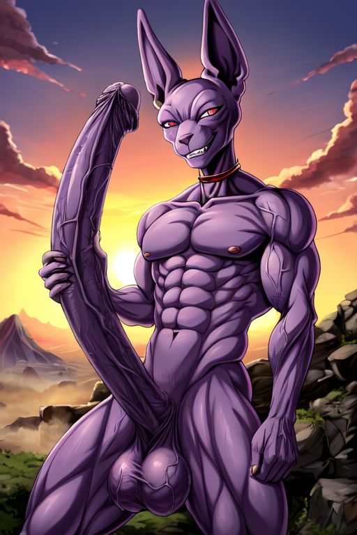 ai_generated beerus big_balls big_penis cocky69 dragon_ball_super excessive_size hyper_penis long_penis muscular veins_on_dick veiny_balls veiny_muscles veiny_penis