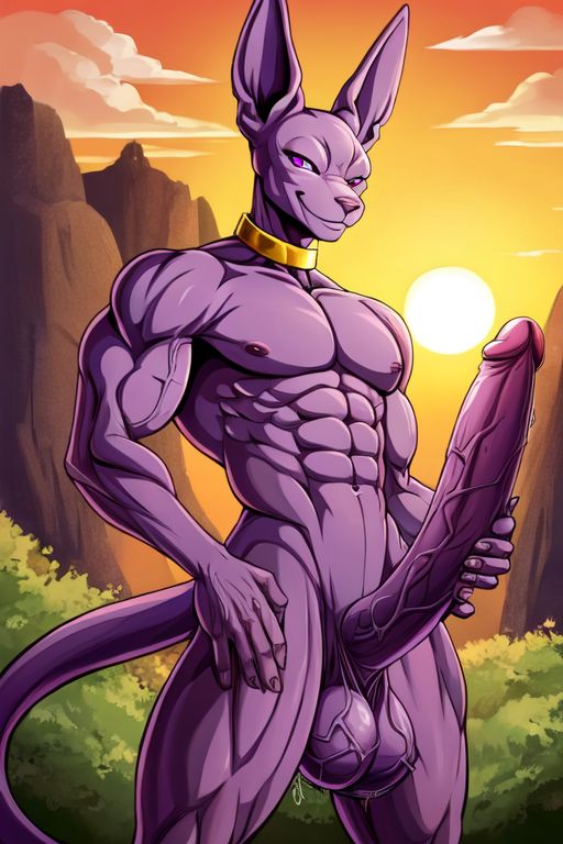 ai_generated beerus big_balls big_penis dragon_ball_super excessive_size hyper_penis long_penis muscular veins_on_dick veiny_balls veiny_muscles veiny_penis