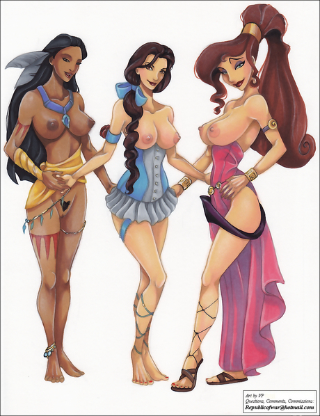 3girls adapted_costume anklet arm_tattoo armlet barefoot beauty_and_the_beast belle black_hair bow bracelet braid breastless_clothes breasts brown_hair clothing corset crossover dark-skinned_female dark_nipples dark_skin disney disney_princess dress erotic_costume erotic_earth exposed_breasts exposed_pussy feather_in_hair feathers feet female female_only female_pubic_hair full_body hair_ribbon hairbow hand_on_hip hercules_(disney) holding_hands human jewelry large_breasts long_hair megara native_american nipples open_toe_shoes pocahontas pocahontas_(character) ponytail princess pubic_hair pussy ribbon royalty sandals skirt standing tattoo teen teenager tied_hair toes topless trio vp white_background young