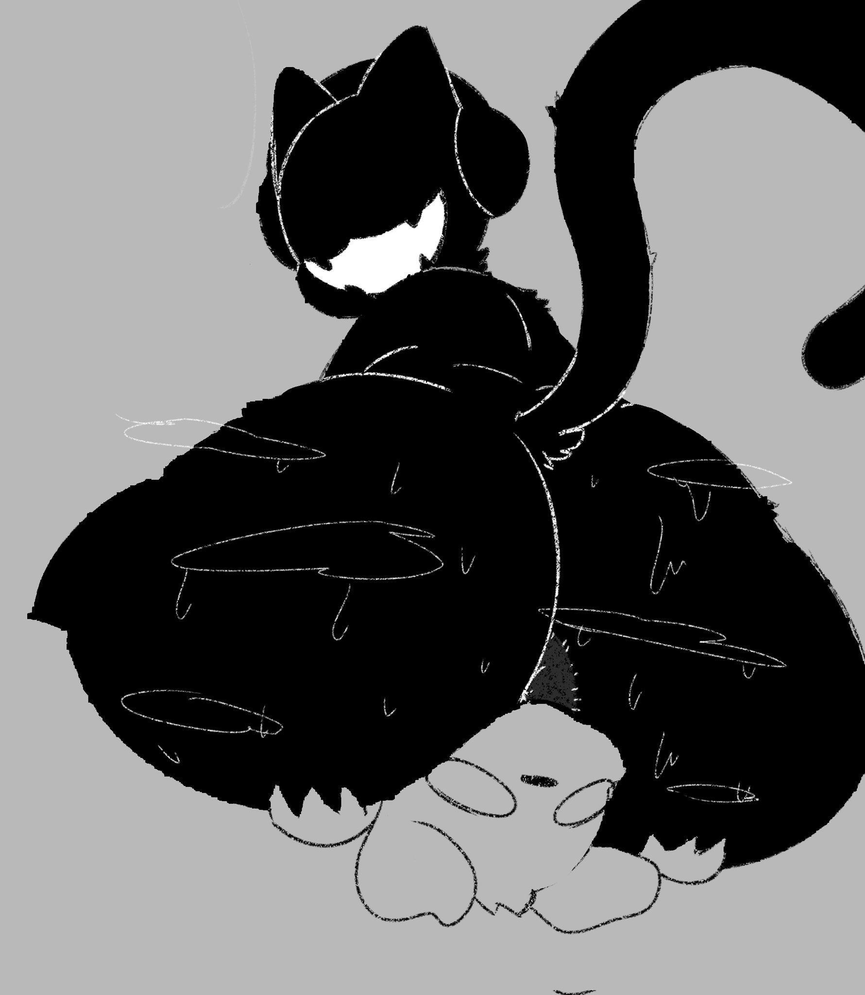 2boy, 2d, anus, anus peek, ass, big ass, black and grey, black body, black fur, dipperisgross, face in ass, facesitting, fat ass, felid, feline, femboy, furry, furry male, furry only, hand on ass, headphones, male, male only, male/male, monstercat, monstercat media, musk, musk clouds, musky, musky ass, no eyes, no sex, nonhuman, rain world, simple background, sitting on face, sitting on person, slugcat, smile, smiling, sparkothefailure, swamp ass, sweat, sweaty, sweaty ass, tail, white body, white fur