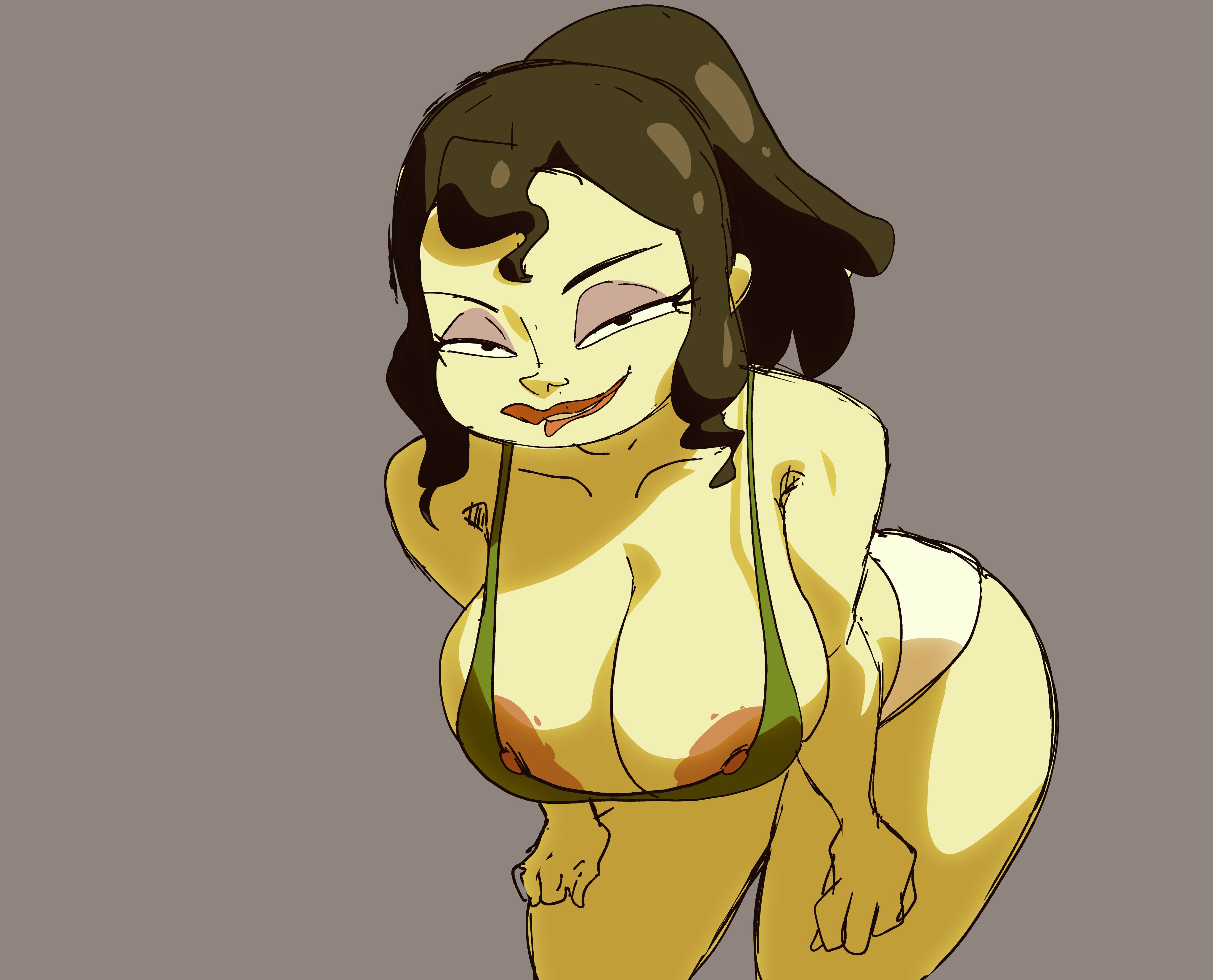 big breasts, bite lip, brown hair, inker comics, inkershike, lascars, manuella, nipple peek, nipple slip, nipples, nipples outside, seductive, seductive look, seductive smile, sketch, solo female, t-shirt