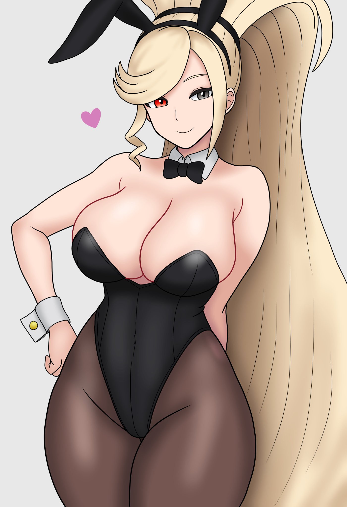 1girls, big breasts, bojack198, breasts, bunnysuit, curvy, ecchi, female focus, female only, heart, hilda (under night in-birth), japanese, large breasts, looking at viewer, ponytail, smile, under night in-birth