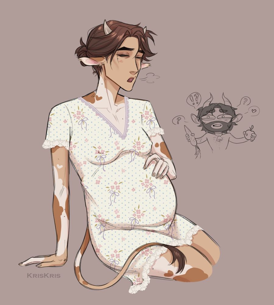 1boy, 1cuntboy, 2d (artwork), anthro, arcane, arcane jayce, arcane viktor, beard, bent knees, big belly, bovine, breasts, cow tail, cuntboy, cuntboy focus, cuntboy/male, dress, ear, feminization, flower, flower dress, fully clothed, hand on belly, hand on stomach, holding, holding belly, human cow, intersex, jayce, jayce talis, league of legends, light-skinned male, long hair, male, maternity clothes, maternity dress, milk, mole above mouth, night gown, nipples, nipples visible through clothing, part 2, pregnancy, pregnant, pregnant anthro, pregnant belly, pregnant cuntboy, sigh, skinny, tail, trans man, transgender, transgender man, transmasc, twink, viktor (league of legends)