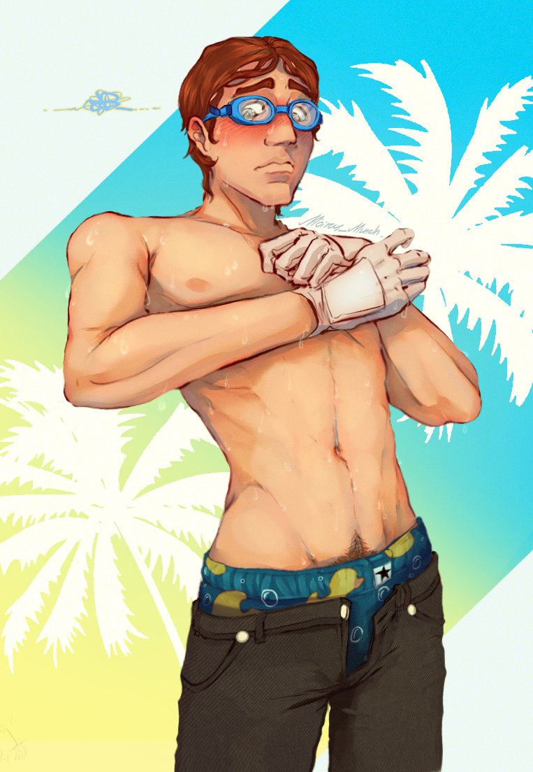 1boy, briefs, dispatch (game), male, male only, moiras munch, shirtless, skinny, solo, waterboy (dispatch)