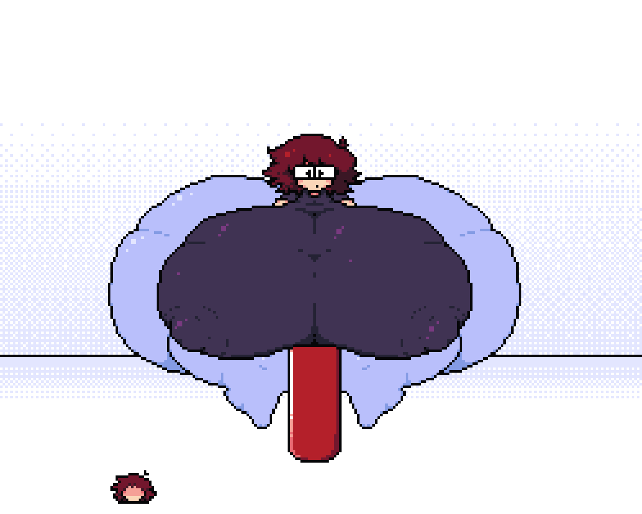 1girls, air tank, animated, ass, ass body, ass expansion, big ass, big breasts, breast expansion, breasts, colossal ass, colossal breasts, enormous ass, enormous breasts, expansion, female, female only, gif, gigantic ass, gigantic breasts, glasses, huge ass, huge breasts, hyper ass, hyper breasts, inflating, inflation, large ass, large breasts, massive ass, massive breasts, mikal (sinktober), nipples, nipples bulge, nipples visible through clothing, pixel animation, pixel art, pumping, ripped clothing, sink (sinktober), sinktober, thick thighs, thunder thighs, wide hips