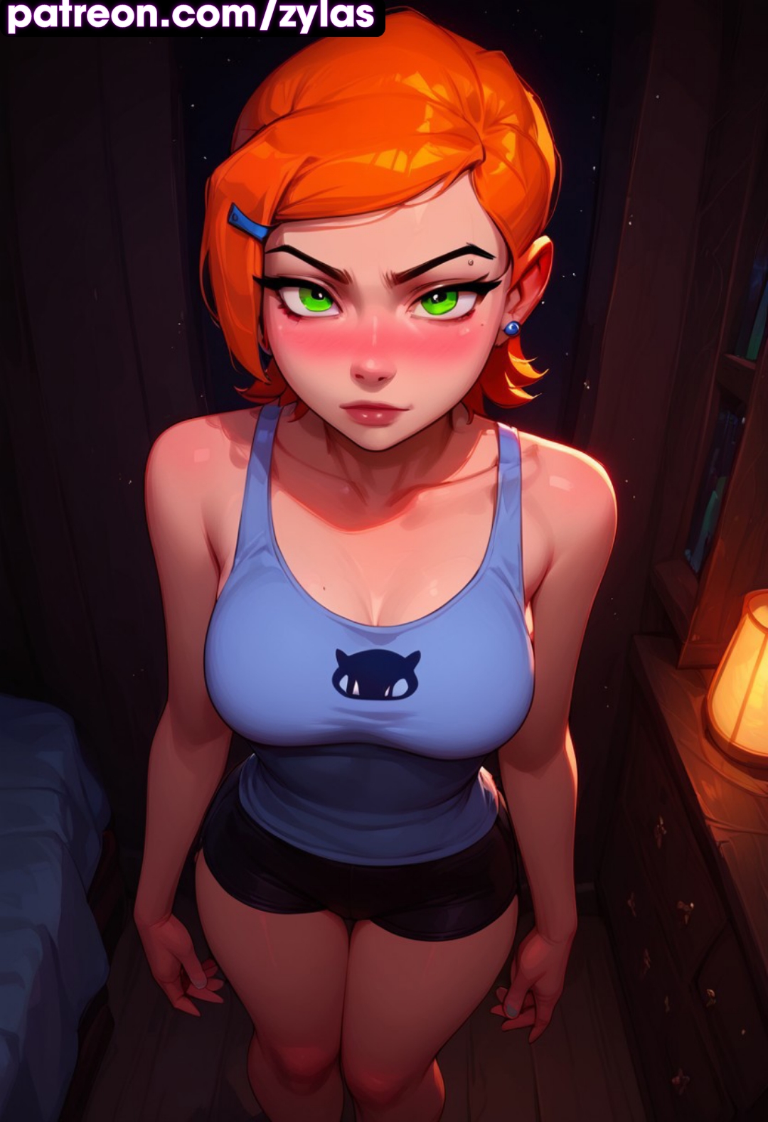 ai generated, ass, ben 10, big ass, breasts, female, gwen tennyson, gwen tennyson (classic), huge breasts, pose, ryuuziken01, smile