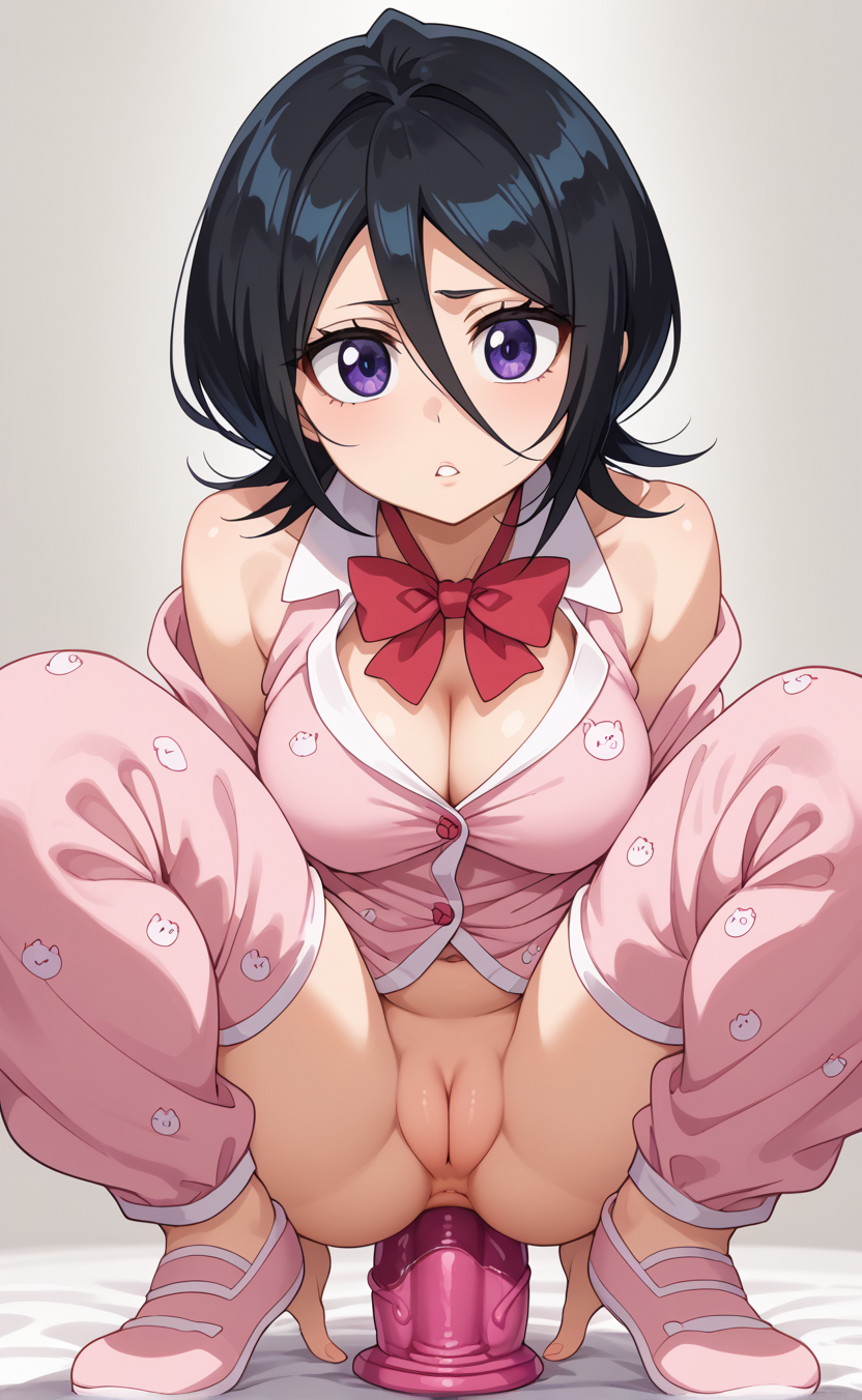 1girls ai_generated black_hair bleach bleach:_the_thousand-year_blood_war blush cute cute_face hot kuchiki_rukia kuchiki_rukia purple_eyes rengoart sexy.ai sexy_pose short_hair