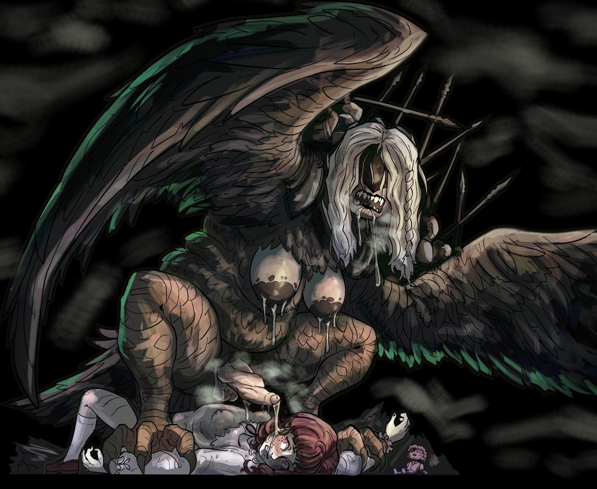 ardentdreamz, big penis, blush, blush lines, breasts, breasts out, dickgirl, dickgirl/dickgirl, dickgirl/female, fear and hunger, fear and hunger: termina, futa only, futanari, karin (fear and hunger), large penis, marina (fear and hunger), monster, monster girl, monsterfucker, monsterfucking, moonscorched, penis, penis out, pierced genitals, pierced nipples, pierced penis, piercing, piercings, pinned, pinned down, teratophilia, trans woman, transfem, valkyrie (fear and hunger)