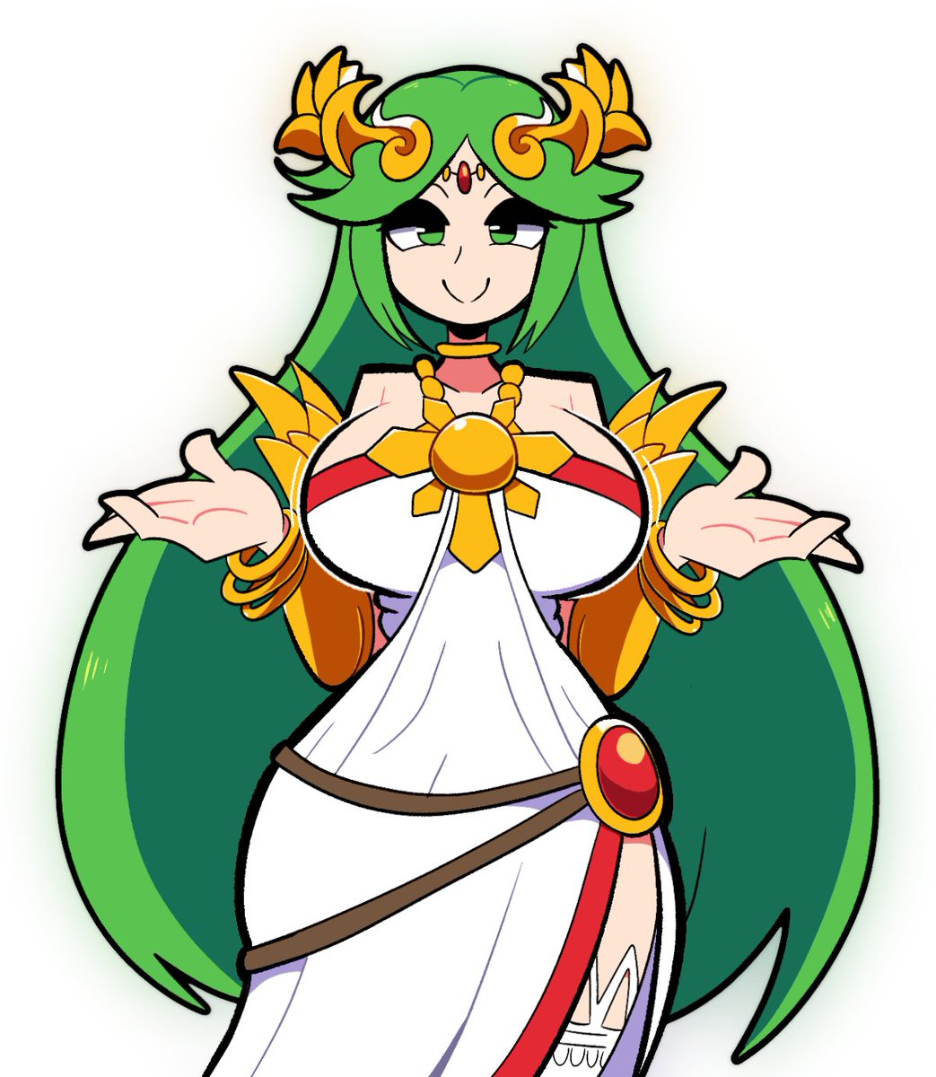 1female 1females 1girls breasts female female female_only girl girl_only goddess green_eyes green_hair kid_icarus palutena scottfalco_(artist) tagme