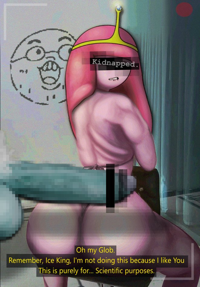 1boy, 1boy1girl, 1girl, 1girl1boy, 1girls, adventure time, almost naked, almost nude, alternate version available, biting lip, biting own lip, black lingerie, bonnibel bubblegum, bubble ass, bubble butt, censor bar, censored, censored penis, chair, cock, crown, editorfella, fat ass, ice king, indoors, large penis, lingerie, lingerie only, male, naked, penis, photo, photo editing, pink hair, pink skin, pixelated, pixelated penis, princess bubblegum, realistic, recording, recording video, room, sitting, sitting on chair, speech, speech box