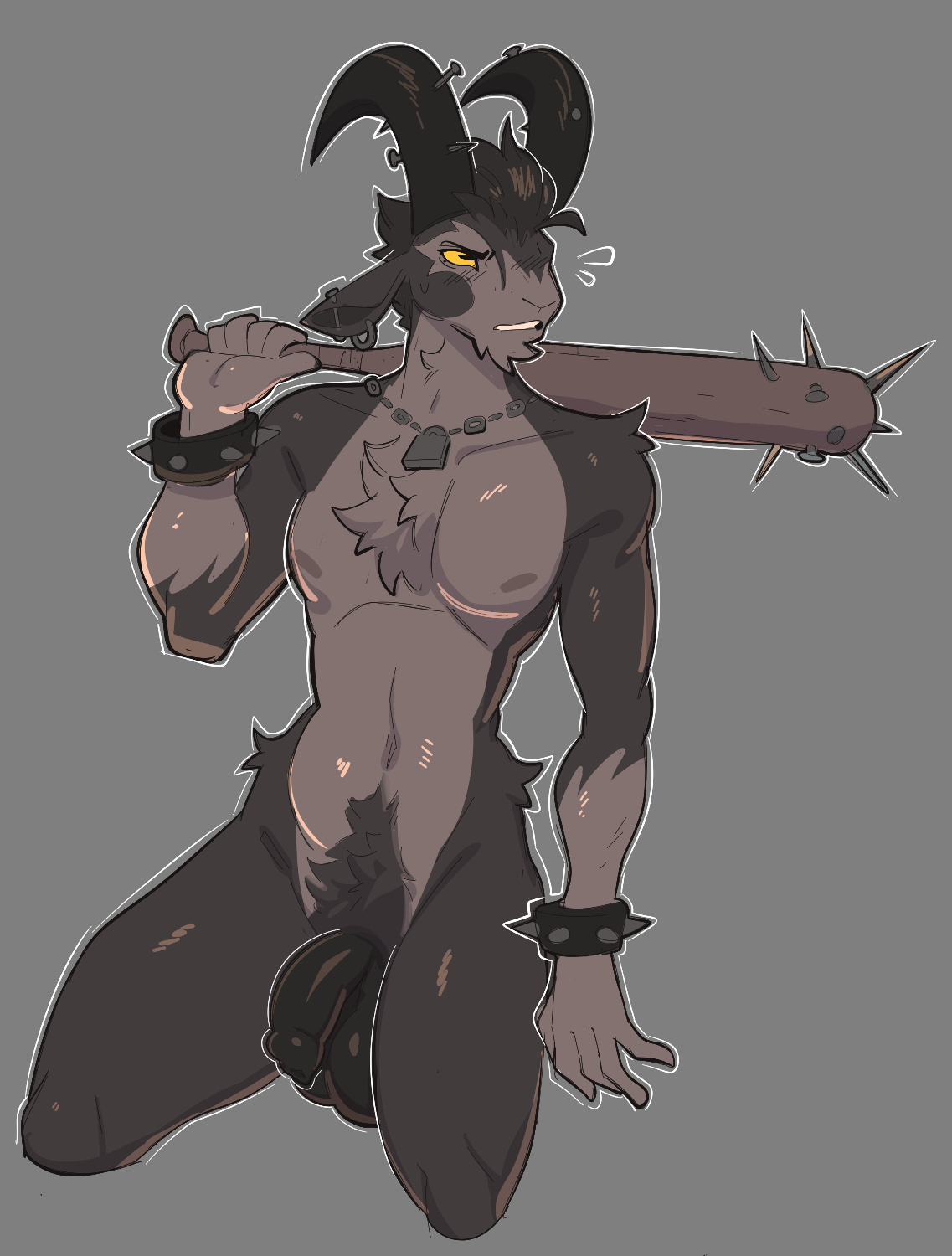 anthro male, billy (deadlock), deadlock, furry, furry male, goat boy, goat ears, goat horns, nude male, valve, welwraith
