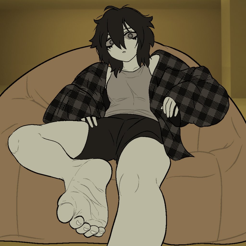 backrooms, backrooms (film), feet, feet up, foot fetish, foot focus, grey skin, looping the rooms (vocaloid), mv character, scrunched soles, scrunched toes, soles, the backrooms, toes, unnamed character, vocaloid, wrinkled feet