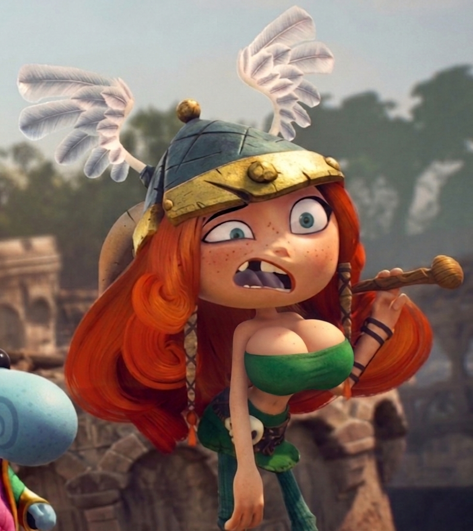 1girls axe barbara_(rayman) barbarian big_breasts breasts edit female helmet huge_breasts missing_tooth official_art official_artwork_edit rayman_(series) rayman_legends red_hair tubetop ubisoft