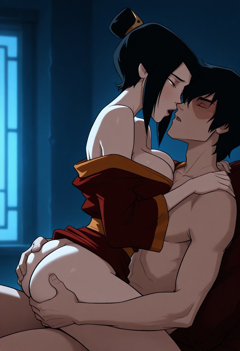 1girls, ai generated, avatar legends, avatar the last airbender, azula, black hair, brother and sister, incest, royalty, tagme, zuko