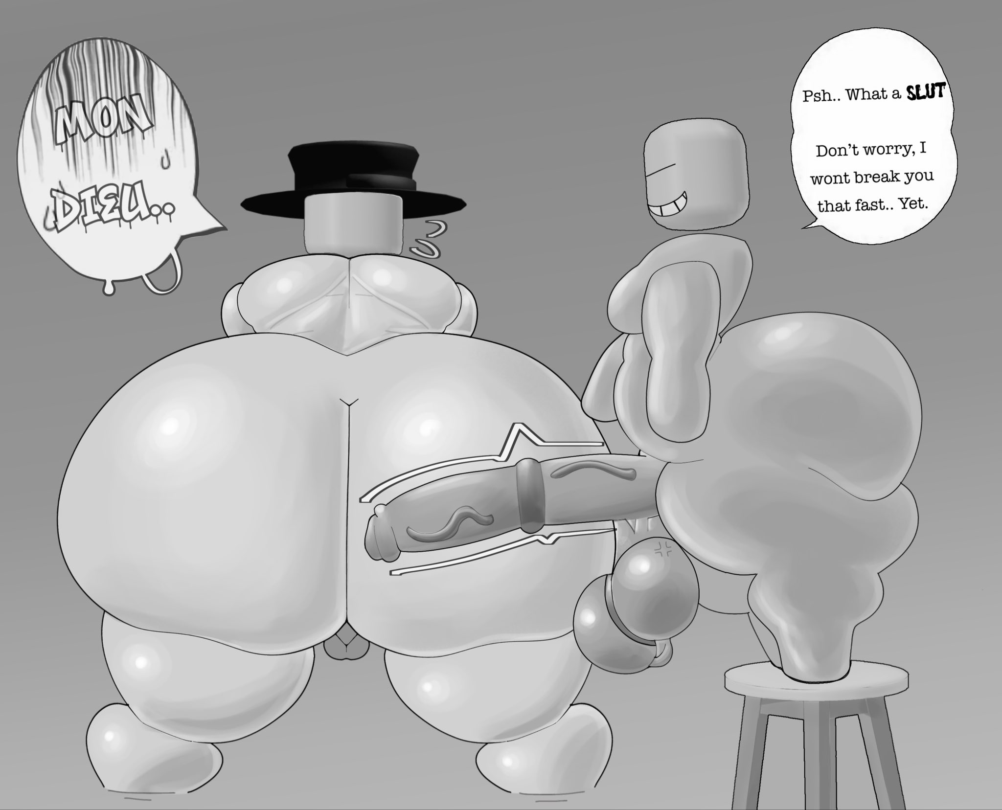 2boys, anon, artful (die of death), ass focus, big ass, big balls, big penis, die of death (roblox), gaslight engine, gay, horsecock, huge ass, huge balls, huge cock, nude, roblox, roblox game, robloxian, small but hung, small dom big sub, small top big bottom, speech bubble, tagme, thick thighs