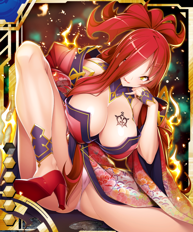 astaroth_(taimanin_asagi) breasts card_(blue-all) card_(blue-ur) card_(ur) female large_breasts looking_at_viewer naughty_face potion_(moudamepo) solo taimanin_asagi_battle_arena taimanin_asagi_battle_arena_all_card_gallery