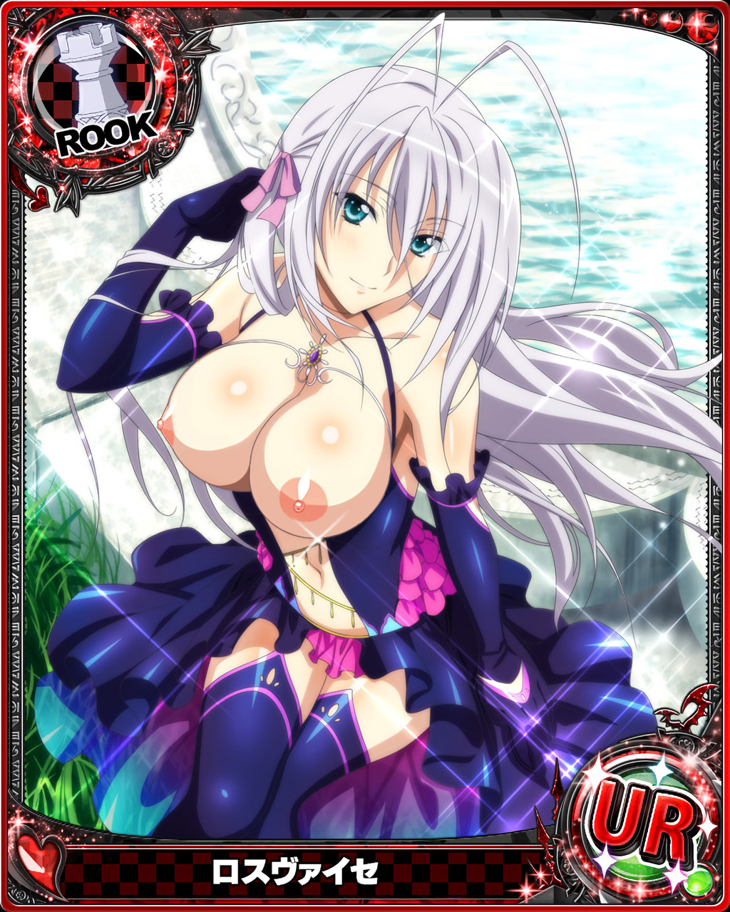breasts, breasts out, card (medium), female, high school dxd, large breasts, photoshop, rossweisse