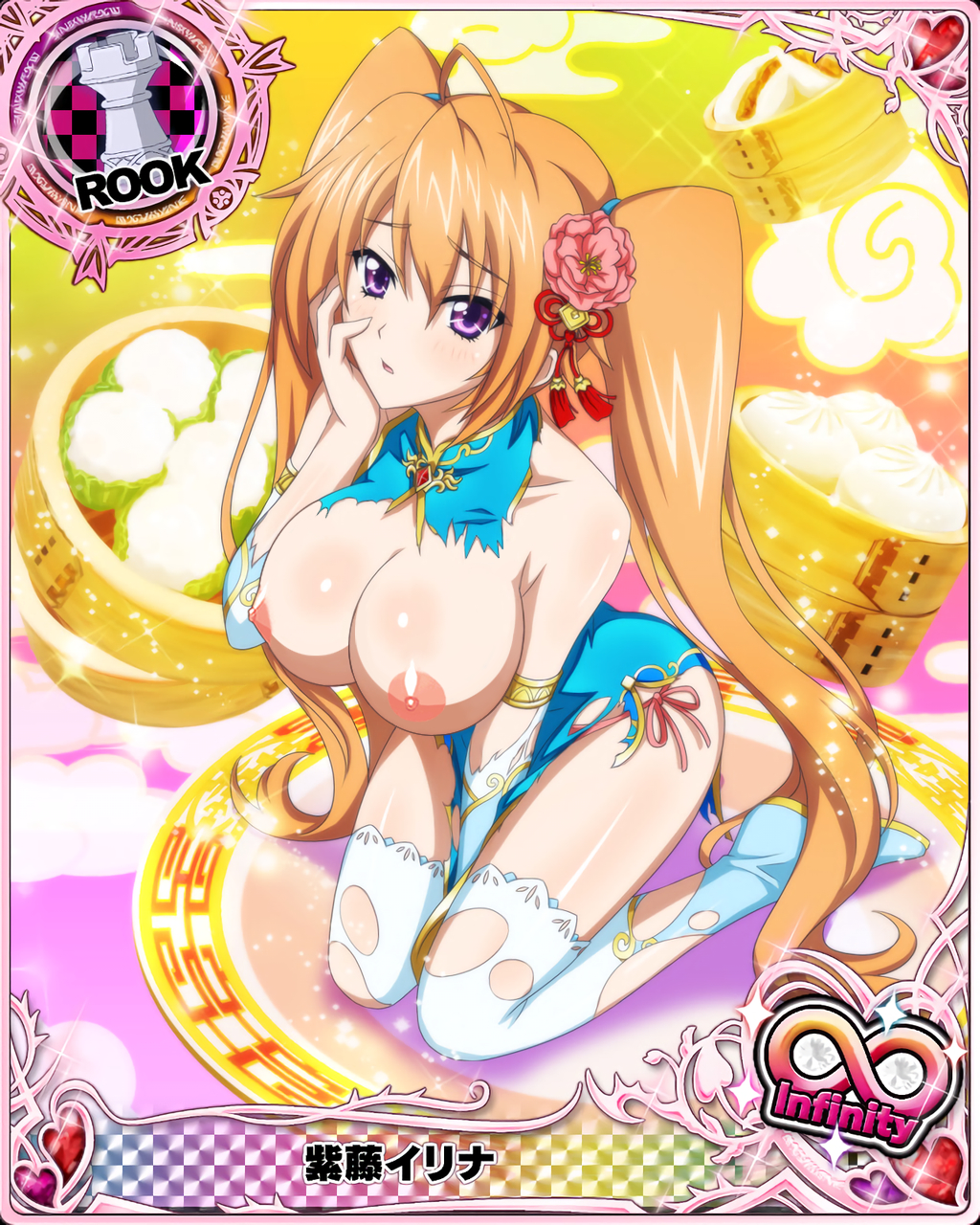 breasts, breasts out, card (medium), female, high school dxd, large breasts, photoshop, shidou irina