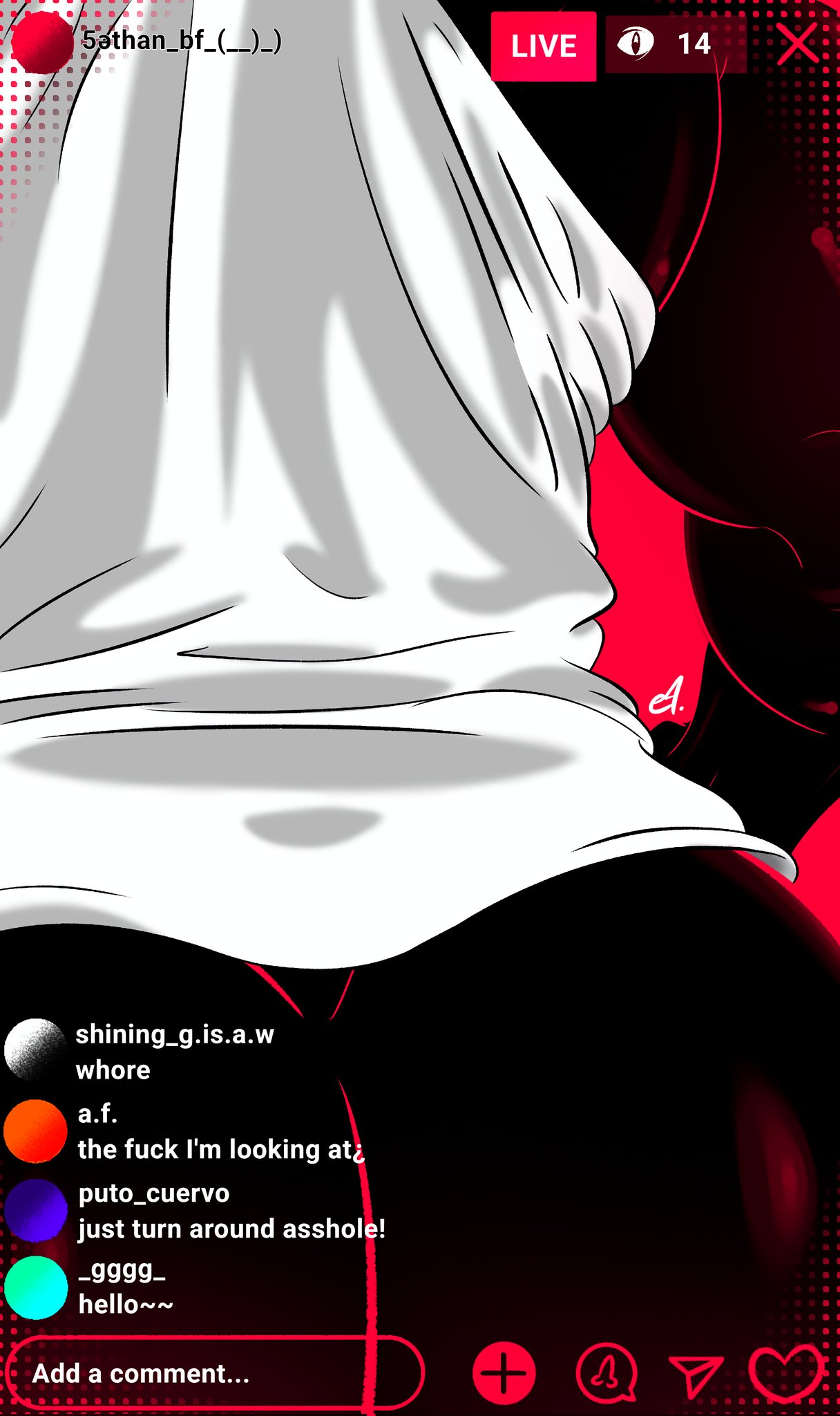back_view bara beefy_demon_acc big_ass comments demon ethan_(beefy_demon_acc) gay livestream male muscula muscular muscular_male no_pants