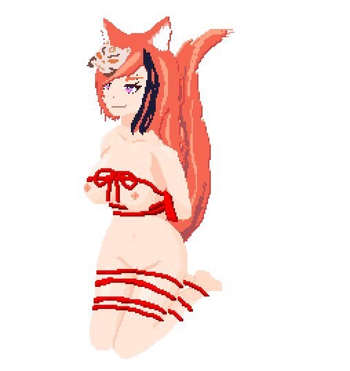 1girls animated awildkitsune big_breasts bondage breasts drinkybeery female fox fox_girl nekomimi original pussy rope vtuber