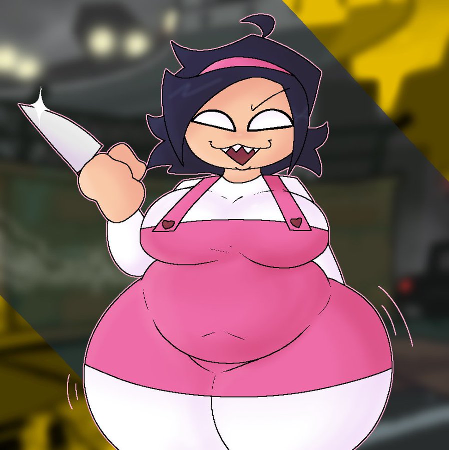 >:3, ass, belly, big ass, big belly, big breasts, big thighs, breasts, chubby, chubby belly, chubby female, dark blue hair, fat ass, fat belly, fat butt, fat female, fat thighs, female, friday night funkin, huge ass, huge butt, huge hips, huge thighs, knife, nene (newgrounds), newgrounds, overweight, sharp teeth, sussydawsy, thick, thick ass, thick butt, thick hips, thick thighs, thighs, wide hips