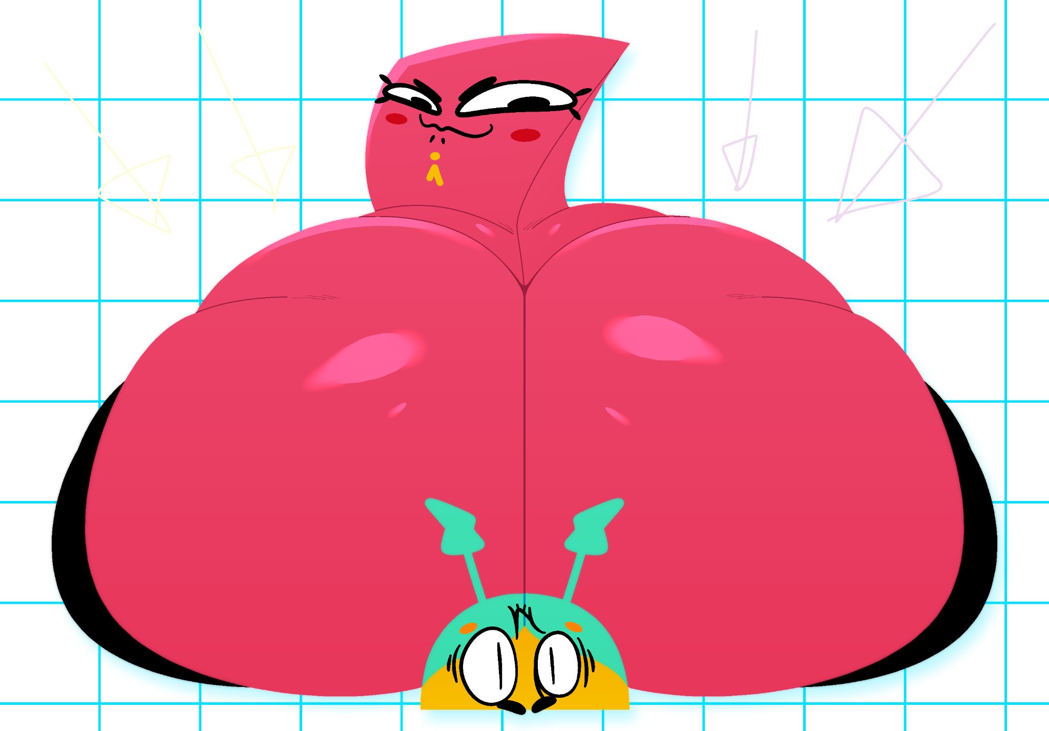 ass, big ass, clip (snipperclips), ekkokenight, facesitting, huge ass, hyper, hyper ass, massive ass, sitting on another, sitting on person, snip (snipperclips), snipperclips, tagme