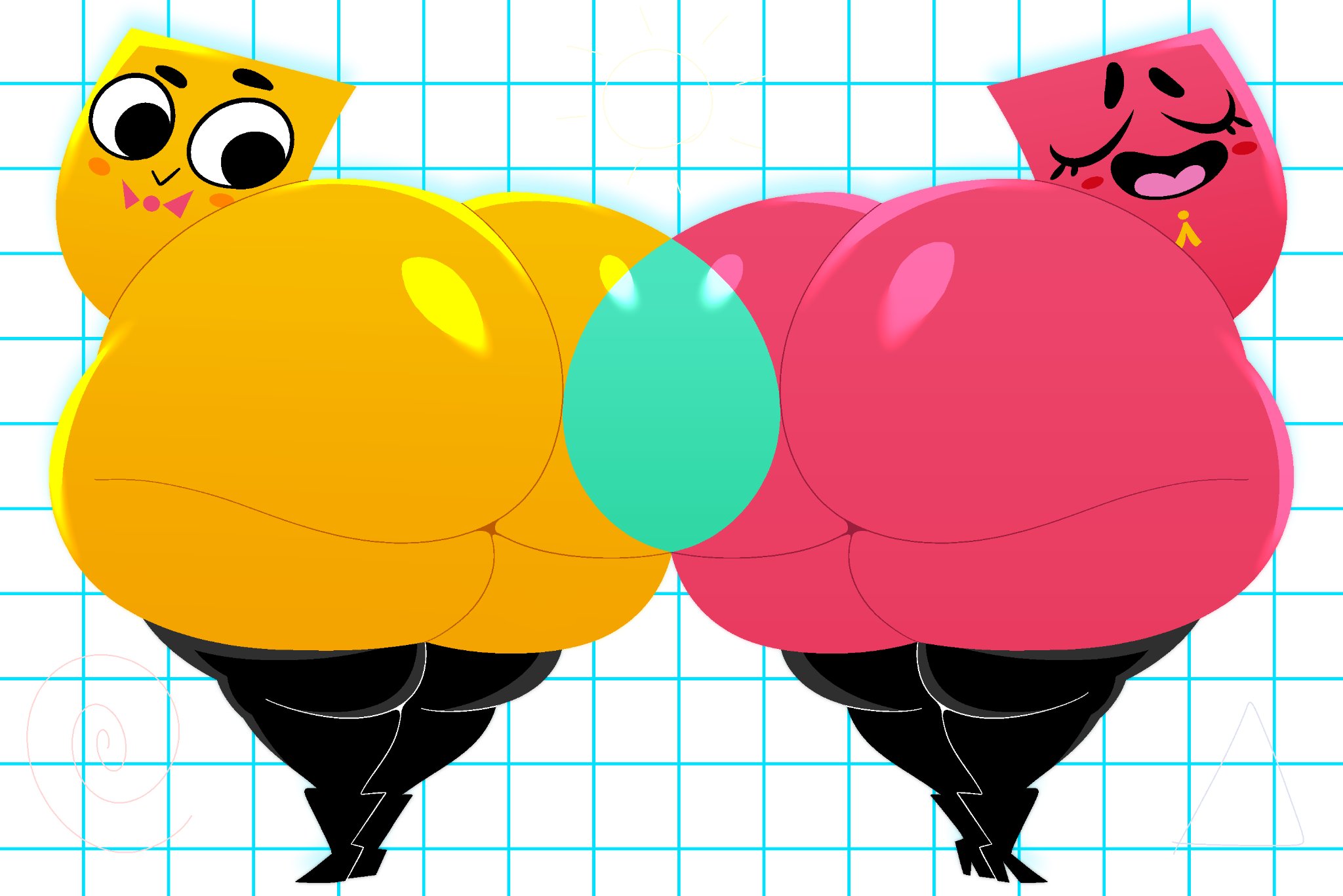 1boy, 1girls, ass, big ass, clip (snipperclips), ekkokenight, female, huge ass, huge butt, hyper, hyper ass, male, massive ass, massive butt, snip (snipperclips), snipperclips, tagme