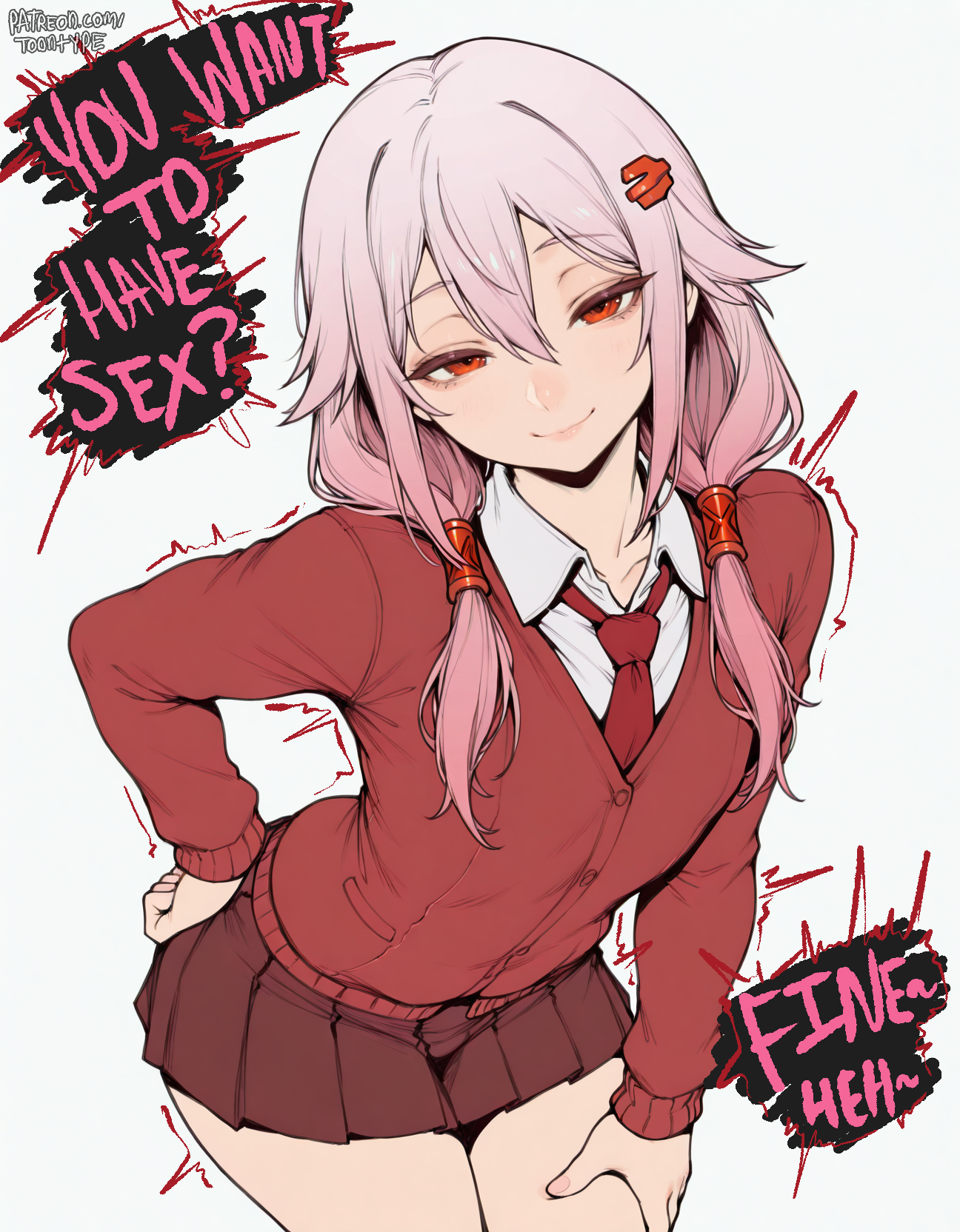2boys, ai generated, androgynous, bitch, bitch boy, curvy, curvy figure, english text, femboy, femboy focus, femboy on male, femboysub, gay, gay male, guilty crown, male, male focus, male only, male/male, otoko no ko, pale skin, sissy, slut, text, thighhighs, toontype, trap, twink, wide eyed, wide hips, yaoi, yuzuriha inori