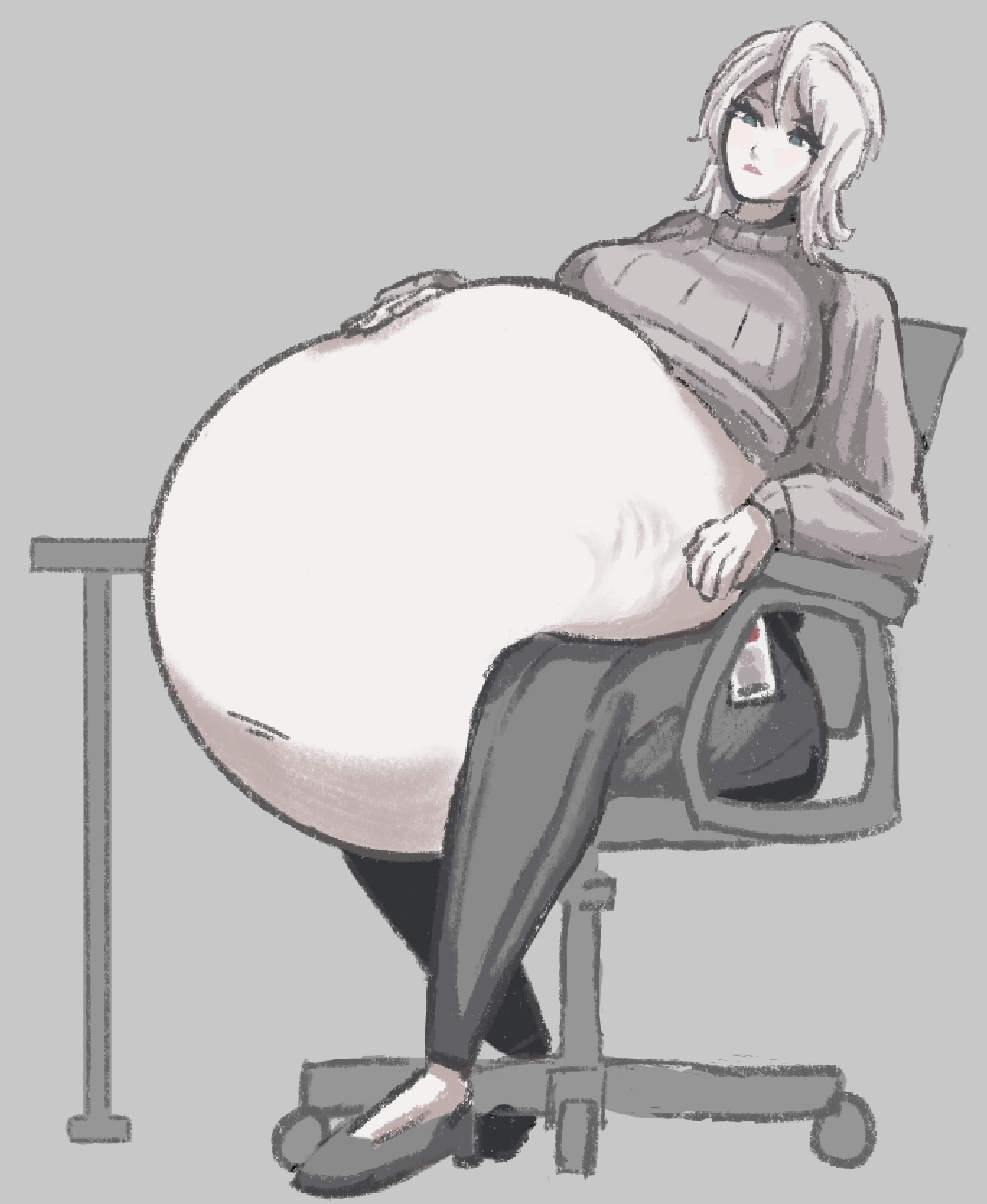 blueb140, faust (limbus company), limbus company, office, project moon, soon to be whale, sweater, tagme, vore, vore belly
