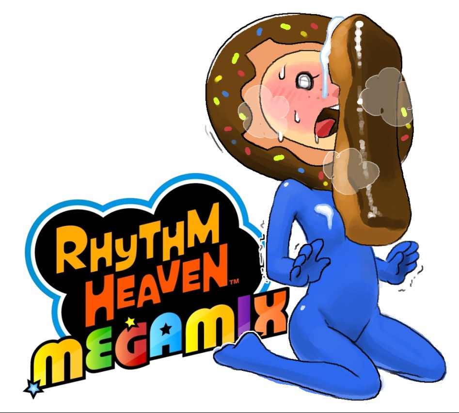 blank_background blushing donna donna_(rhythm_heaven) donut drool drooling minus8 pseudo-penis rhythm_heaven rhythm_heaven_megamix sprinkles sweating tagme