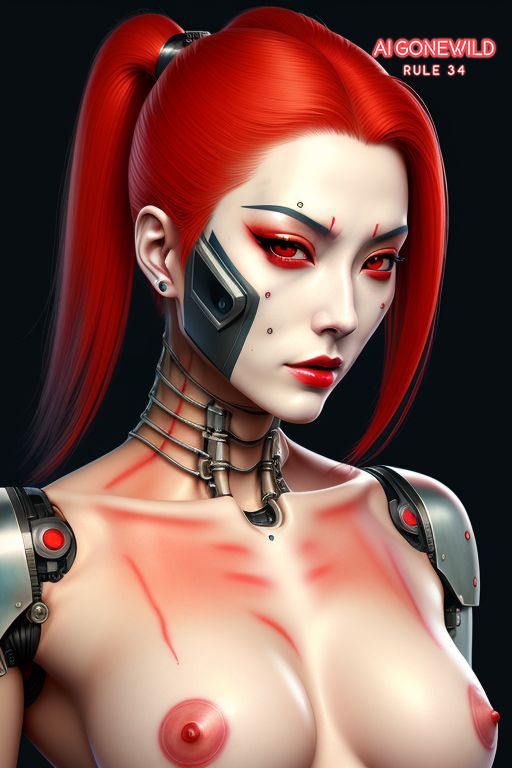 ai_generated breasts cybernetic_arm cybernetic_limb cybernetics cyberpunk cyberpunk_2077 neon_lights sexy_pose vagina