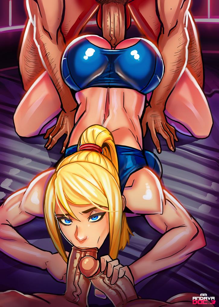 :>, 1girls, 3boys, andava, artist name, ass, ass up, athletic, athletic female, blonde hair, blowjob, blue eyes, crotch cutout, curvaceous, curvy, curvy body, curvy female, curvy figure, doggy style, fellatio, female, female protagonist, fit, fit female, foursome, gangbang, handjob, human, licking, licking penis, looking at viewer, male, metroid, multiple boys, multiple males, multiple penises, muscular, muscular female, nintendo, oral, oral sex, penis, penis grab, penis lick, ponytail, pov, samus aran, sex, spitroast, straight, sucking, sucking penis, tied hair, toned, toned female, torn clothes, uncensored, unseen male face, veiny penis, white skin, young