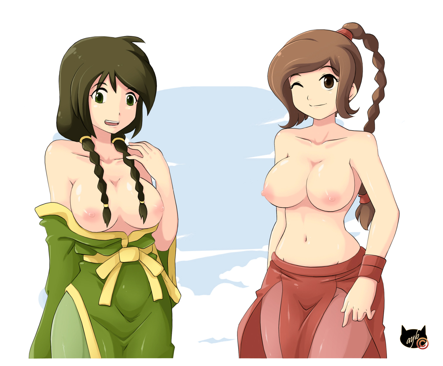 2girls, avatar the last airbender, ayb, breasts, clothing, female, female only, jin (avatar), large breasts, multiple females, multiple girls, smooth skin, tagme, ty lee