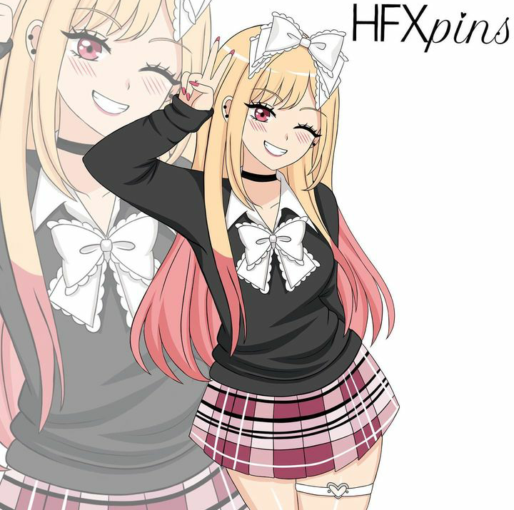 1girls blonde_hair choker female female_only gyaru head_bow hfxpins human kitagawa_marin school_uniform solo sono_bisque_doll_wa_koi_wo_suru yellow_hair