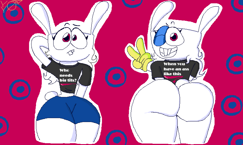 1girls 2024 4_fingers anthro arm_behind_head arm_up big_ass black_t-shirt blue_eyeshadow blue_shorts bottomless bottomless_female buckteeth bunny bunny_girl bunny_humanoid cute easter_bunny eyeshadow female flat_chest gloves js_paint lagomorph lagomorph_humanoid long_hair looking_at_viewer looking_back meme meme_attire meme_clothing mr._y0-y0! ms_paint original original_character peace_sign pink_eyes print_t-shirt rabbit rabbit_humanoid self_upload shorts small_breasts t-shirt tagme they_call_her_death thick_thighs white_fur white_hair wink winking winking_at_viewer yellow_gloves