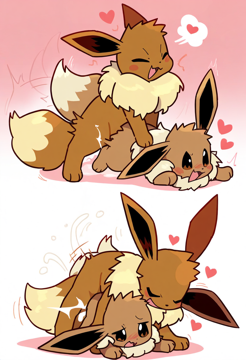 ai generated, ambiguous gender, breeding, doggy style, eevee, feral, feral on feral, incest, male, male/ambiguous, mating, mountin, nai diffusion, novelai, pokemon, pokemon (species), request