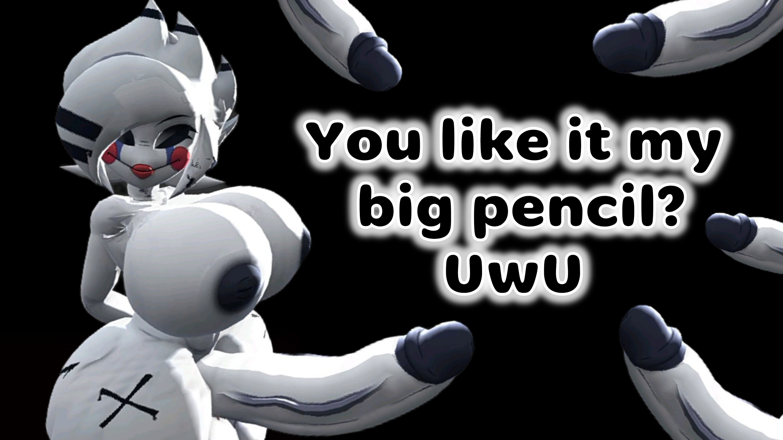3d, artist request, five nights at freddy's, fnaf, fnia, futa only, futanari, huge cock, intersex, marie (cally3d), marionette (fnaf), nude, penis, puppet (cally3d), puppet (fnaf), solo, source request