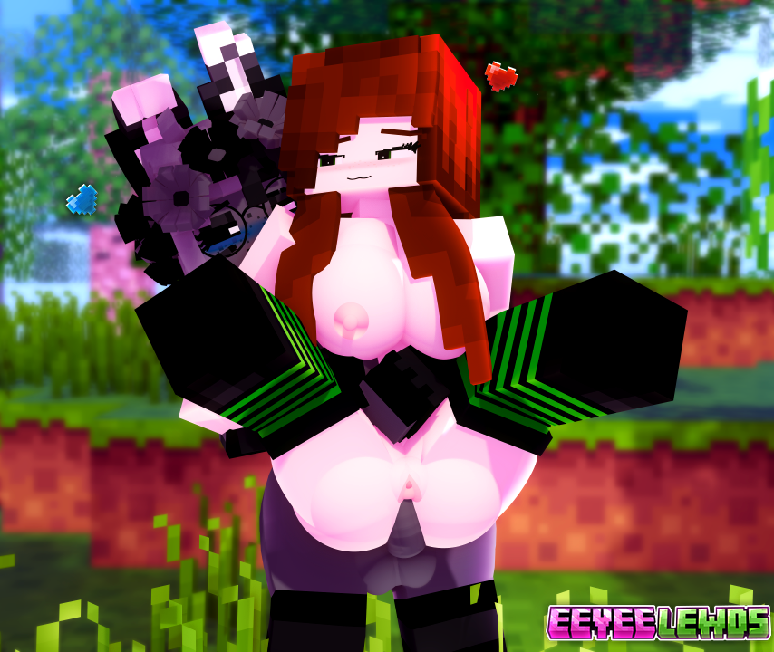 1futa 1girls 3d ass burgundy_hair dickgirl eeveelewds erect_nipples erect_penis from_behind futa_on_female futanari horny_futa human_female humanoid_penis looking_at_partner looking_back max_welsh_(maxyda) mine-imator minecraft nude_female nude_futanari outside smile standing_sex stockings tagme vaginal_penetration wet_pussy yuri