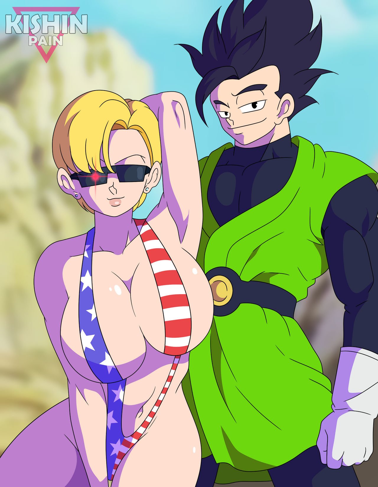 android_18 dragon_ball dragon_ball_super dragon_ball_z kishinpain son_gohan sunglasses tagme tinted_eyewear