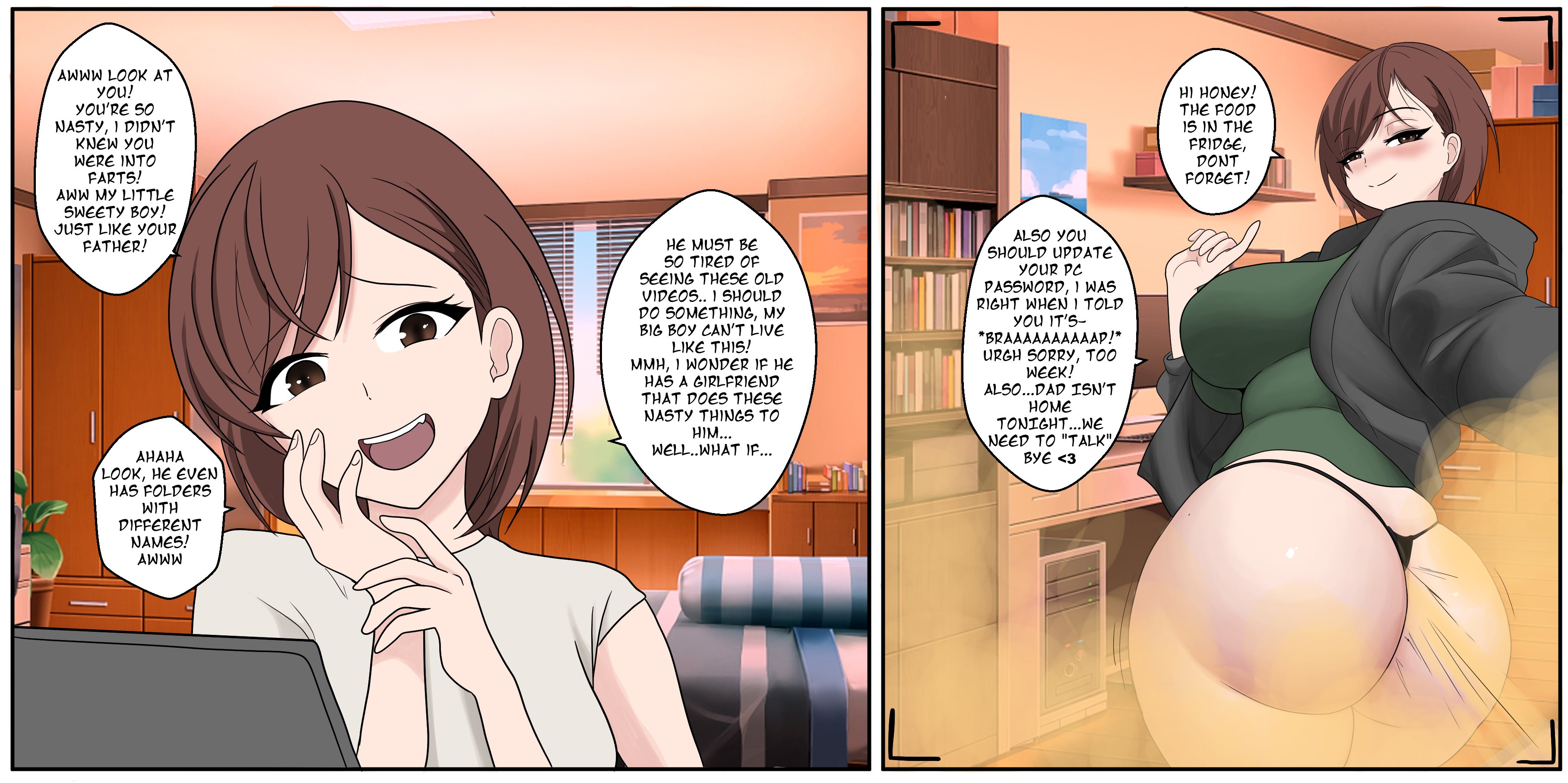 1girls, ass, big ass, dialogue, fart, fart fetish, female, female only, huge ass, human, incest, jun-, solo, solo female, text