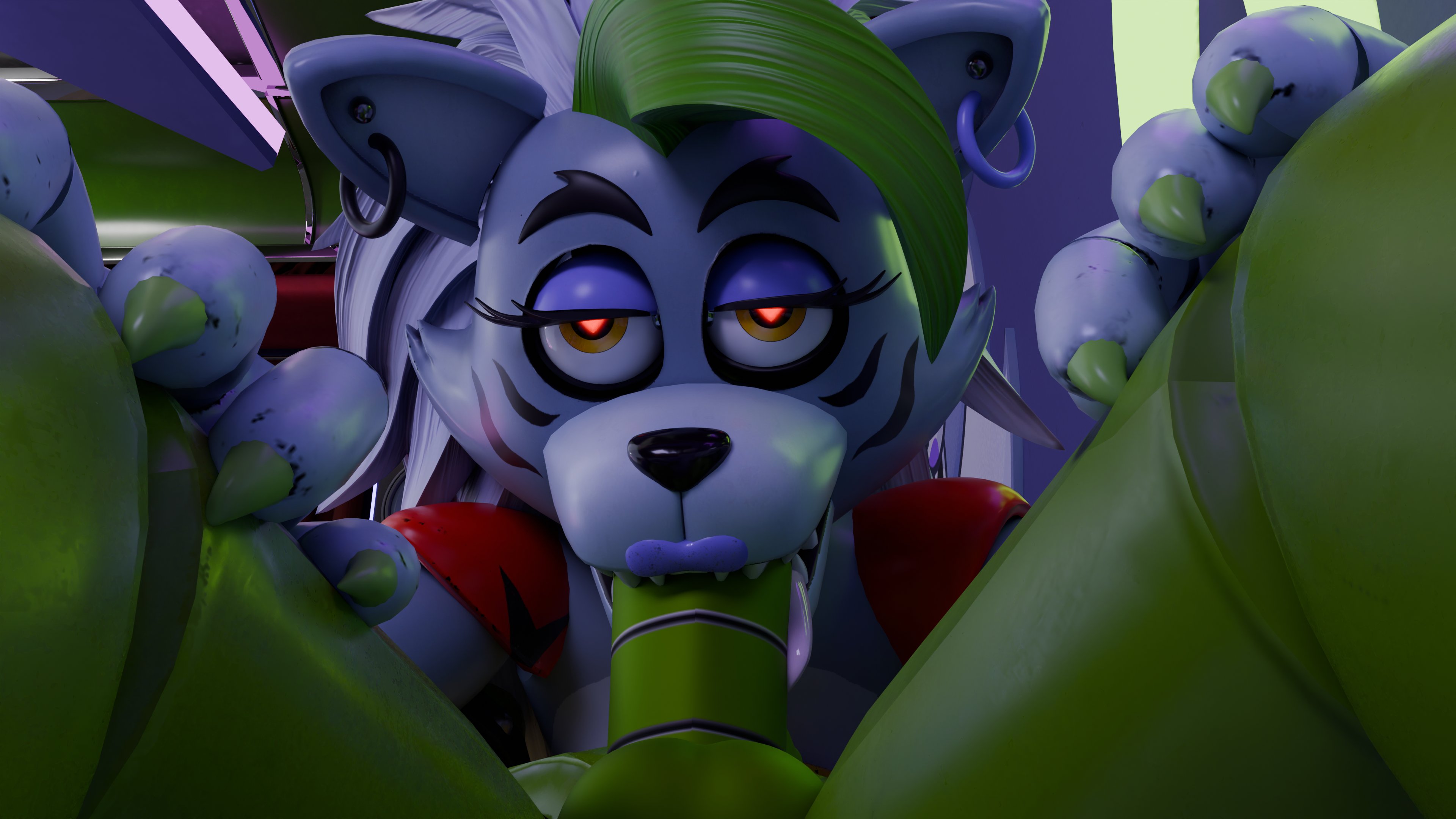 1girls, 3d, 3d (artwork), 69 position, accurate art style, alligator, alligator tail, alligatorid, alligatorid humanoid, alternate version at source, alternate version available, animatronic, anthro, anthro male, biceps, black nails, clawed fingers, claws, crocodile, crocodile tail, crocodilian, crocodylid, cunnilingus, dark dixon, eye wear, face paint, facial markings, fellatio, female, fingerless gloves, five nights at freddy's, five nights at freddy's: security breach, fnaf, glowing eyes, green body, green scales, green skin, heart-shaped pupils, long nails, machine, male, male/female, mohawk, mohawk (hairstyle), montgomery gator (fnaf), montyxroxy, muscles, muscular, muscular anthro, muscular body, muscular furry, muscular male, non human, red eyes, red hair, reptile, reptile humanoid, robot, robot anthro, roxanne wolf (fnaf), scales, scalie, scottgames, shades, sharp teeth, shoulder pads, spiked bracelet, spikes, spotted body, star shades, steel wool studios, straight, sunglasses, tail markings, two-tone body, yellow body, yellow scales, yellow skin