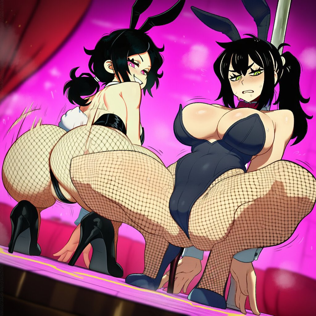 ai generated, ashley graves, ass, big ass, big breasts, breasts, bunny, bunny costume, bunny girl, bunny suit, bunnysuit, busty, busty female, daughter, duo, female, female only, huge ass, huge breasts, light-skinned female, loggelle, milf, mother, mother and child, mother and daughter, multiple females, multiple girls, renee graves, stripper, stripper clothes, stripper pole, strippers, the coffin of andy and leyley