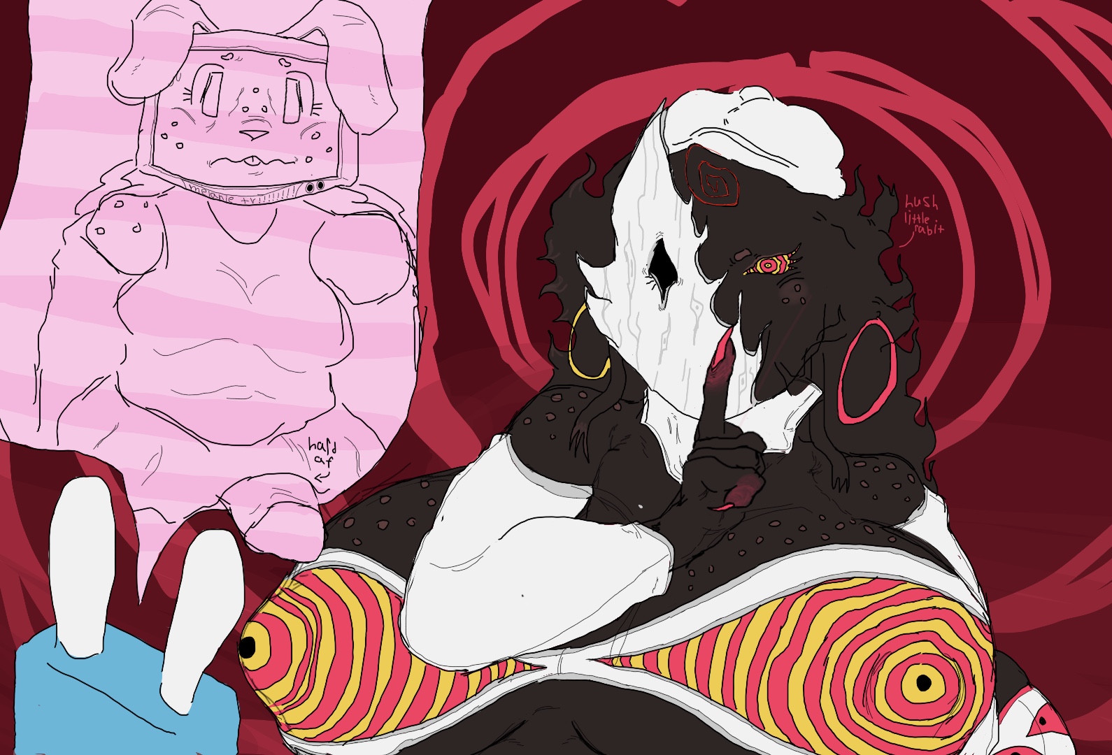 2d, 2d (artwork), 2girls, alternate breast size, alternate costume, ass visible from the front, background, breasts, breasts bigger than head, female, flat colors, folly (regretevator), futanari, gigantic breasts, hyper, hyper penis, intersex, melanie (regretevator), penis, regretevator, roblox, roblox game, robloxian, scared, tagme